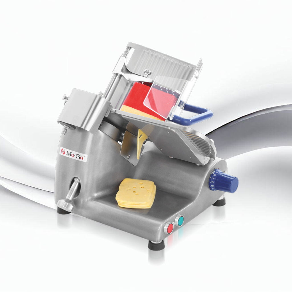 Krajalnica grawitacyjna 210p - do wędlin i sera - widok z przodu