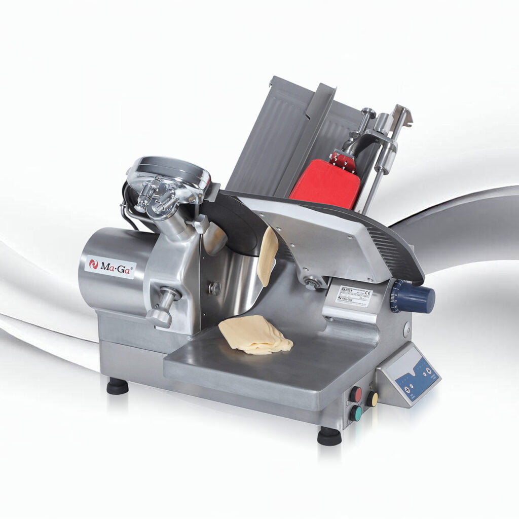 Krajalnica półautomatyczna S2-712 o wędlin i sera ze wspomaganym trybem pracy ręcznej - widok z tyłu