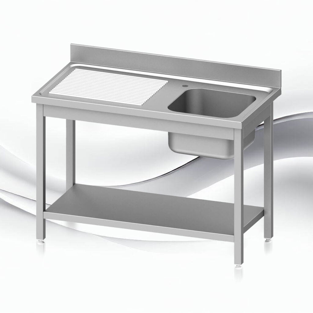 Stół przyścienny ze zlewem i półką - 1000 x 600 x 850 mm - skręcany