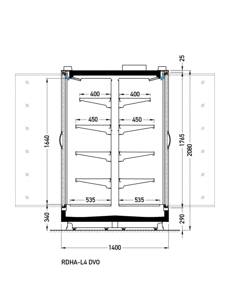 Regał chłodniczy Halti RDHA-L4 - rysunek techniczny